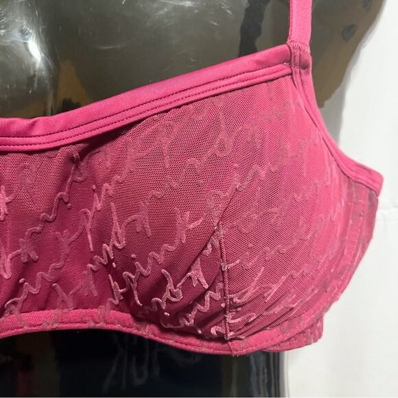 PINK Victoria’s Secret Size L Push-Up Bra Mesh Logo Berry Purple Padded Y2K Alt - Picture 3 of 7